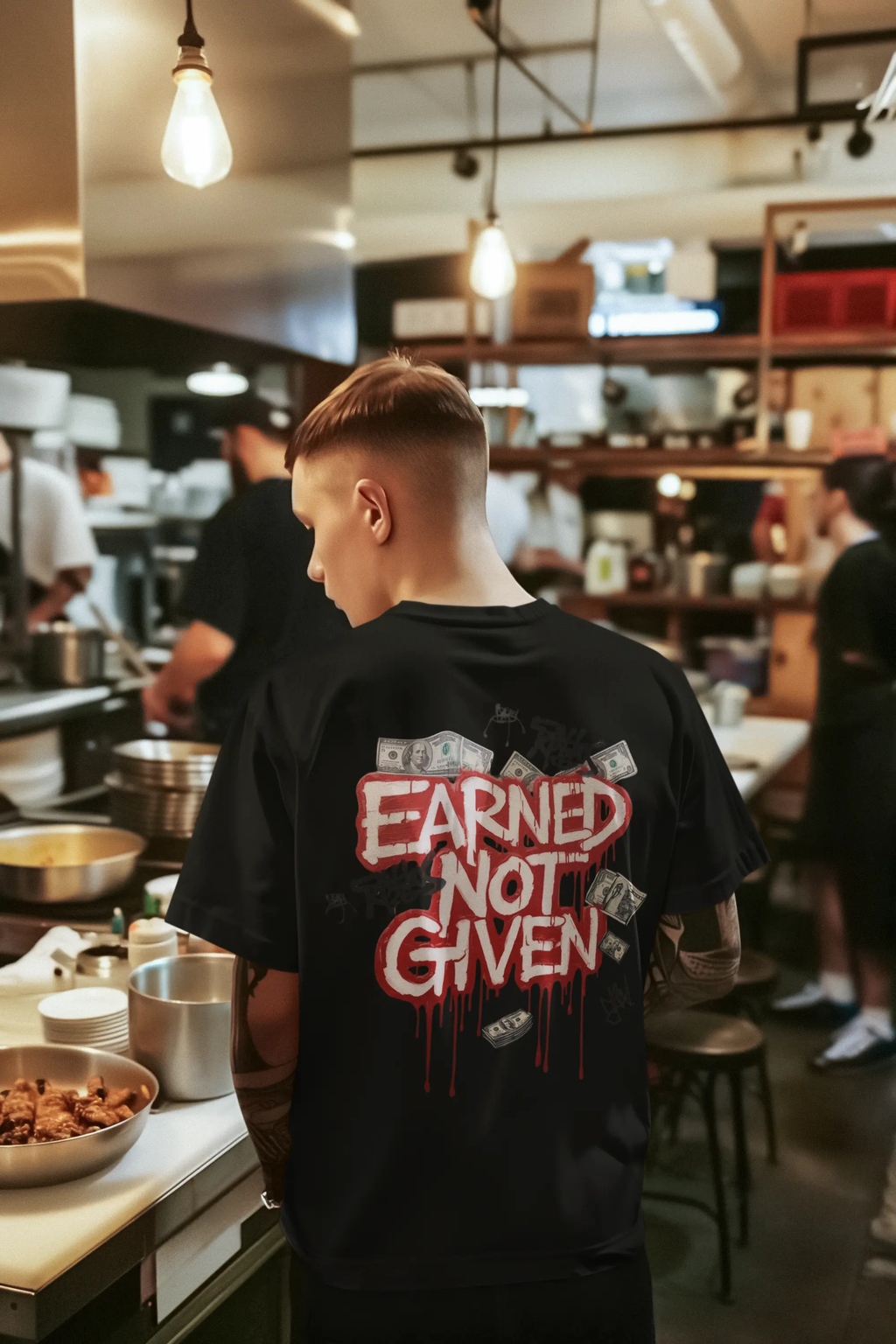 Earned Not Given Streetwear T-Shirt – Graffiti Motivation Tee for Men & Women | WLDRA Urban Hustle Clothing WLDRA